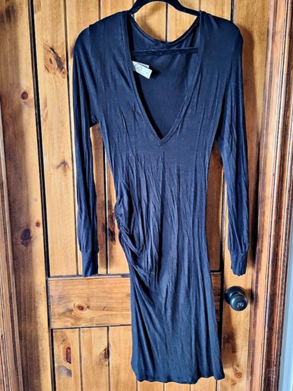 GO Couture Black Ruched Midi Dress Size Medium